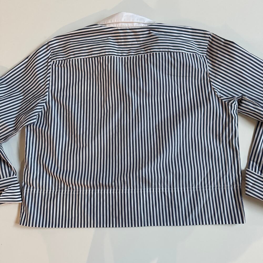 J.Crew Cropped Dark Evening Striped Garçon Shirt Size 10 NEW Womens Preppy NWT - Picture 6 of 14
